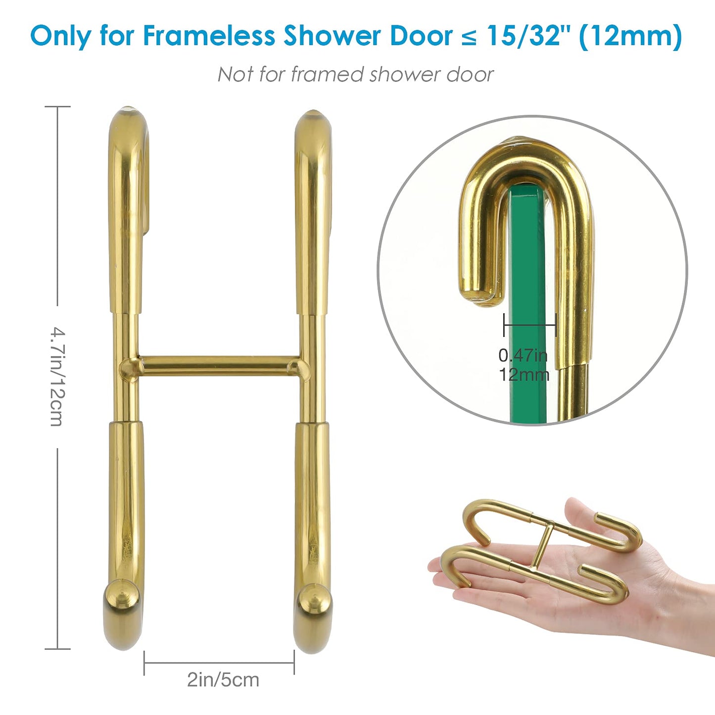 Simtive Squeegee Hooks for Towel Bathroom Frameless Glass Shower Door (2-Pack), Gold