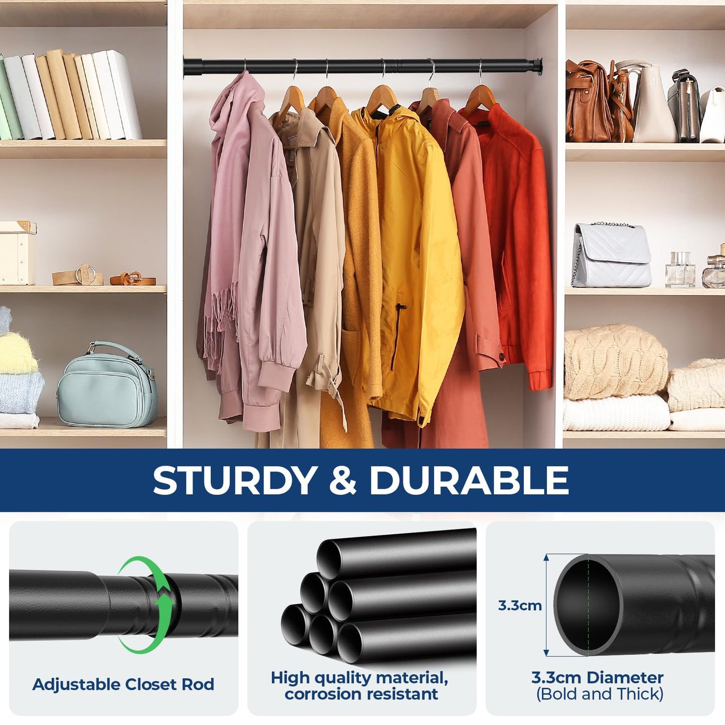 Mavivegue Clothes Rail Wardrobe 43-143 cm Extendable Clothes Rail