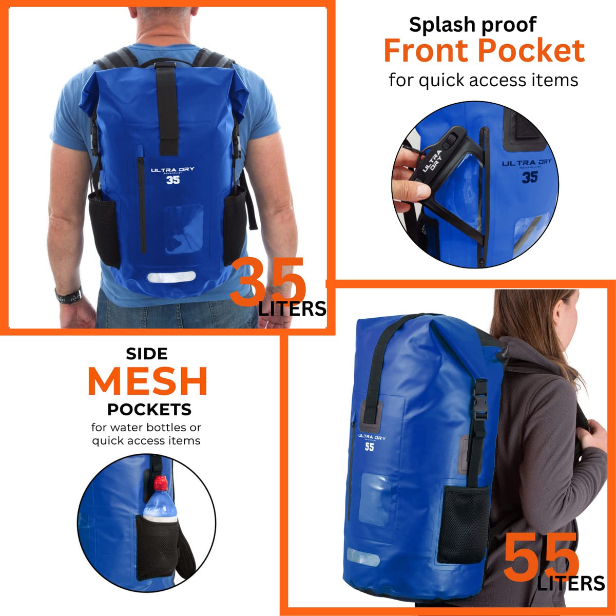 Premium 35L Waterproof Dry Bag Backpack, Sack with Phone Dry Bag, Perfect for