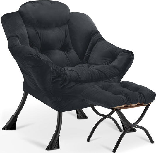 Buymoth Armchair Living Room Comfy Armchair Reading Chair with Footstool Lazy Accent Chairs Bedroom Cuddle Chairs