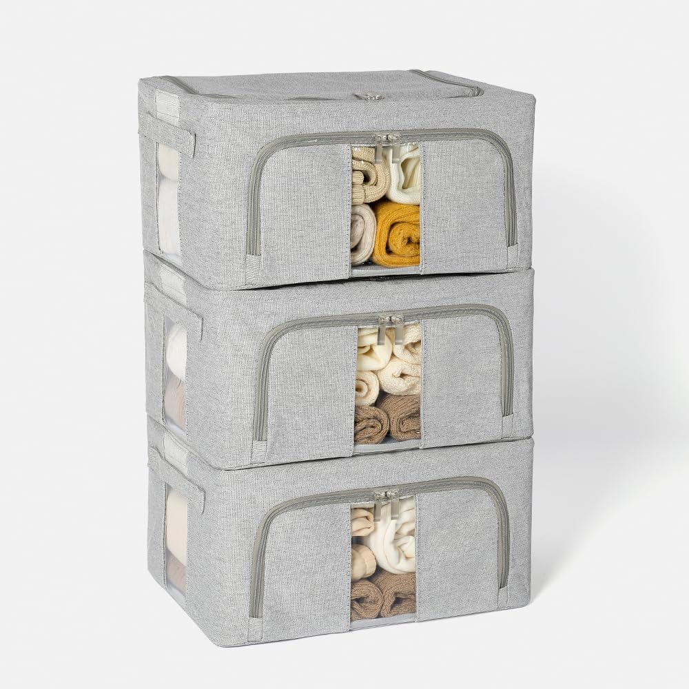SYEXDZON Clothes Storage Boxes, Thickened Metal Frame, PP Base Panel, 66L