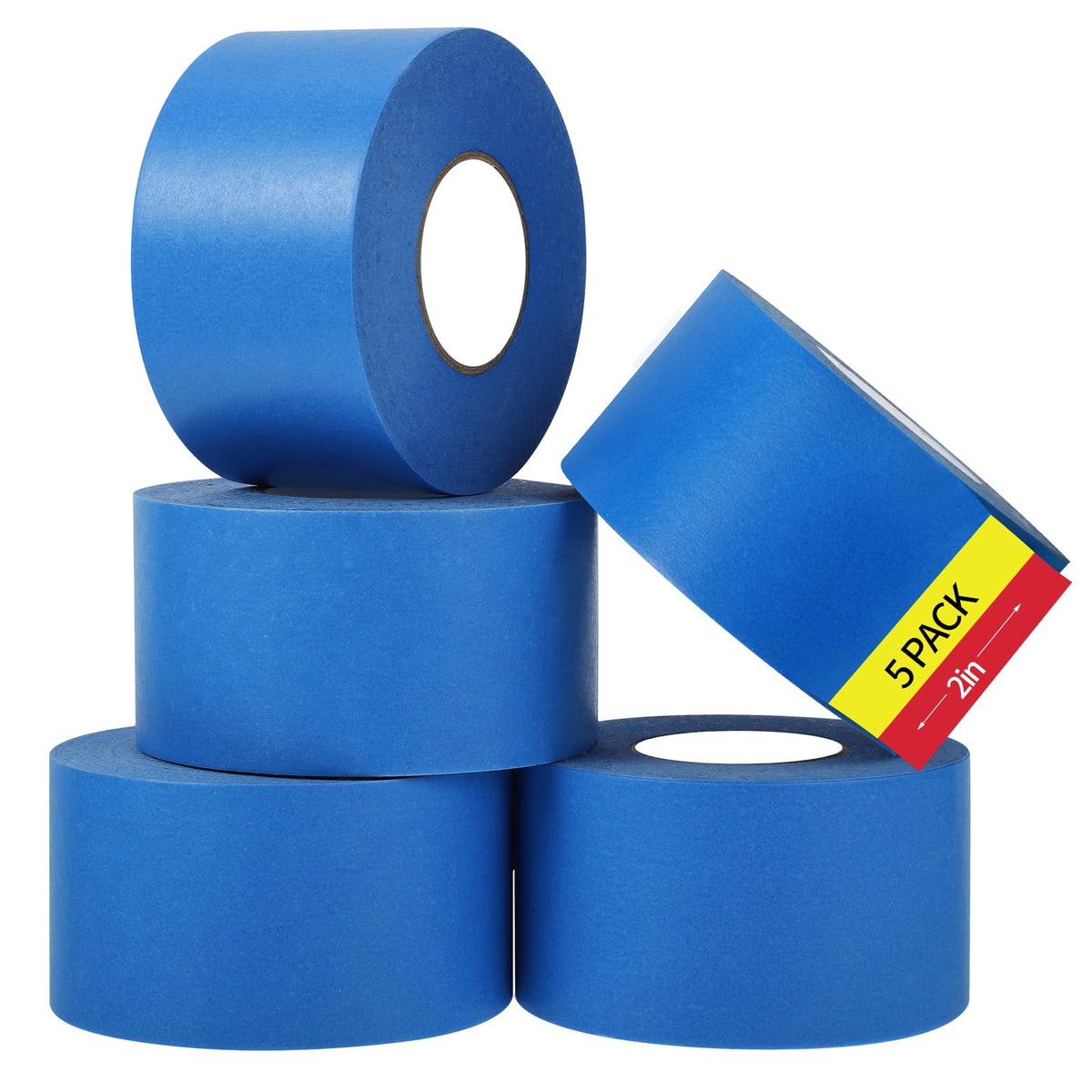 Fyguard Blue Painters Tape 5pcs Masking Tape 1.89" x55yd Painters Tape, DIY Crafts Tape for Wall Painting, Indoor and Outdoor Decoration, Edge