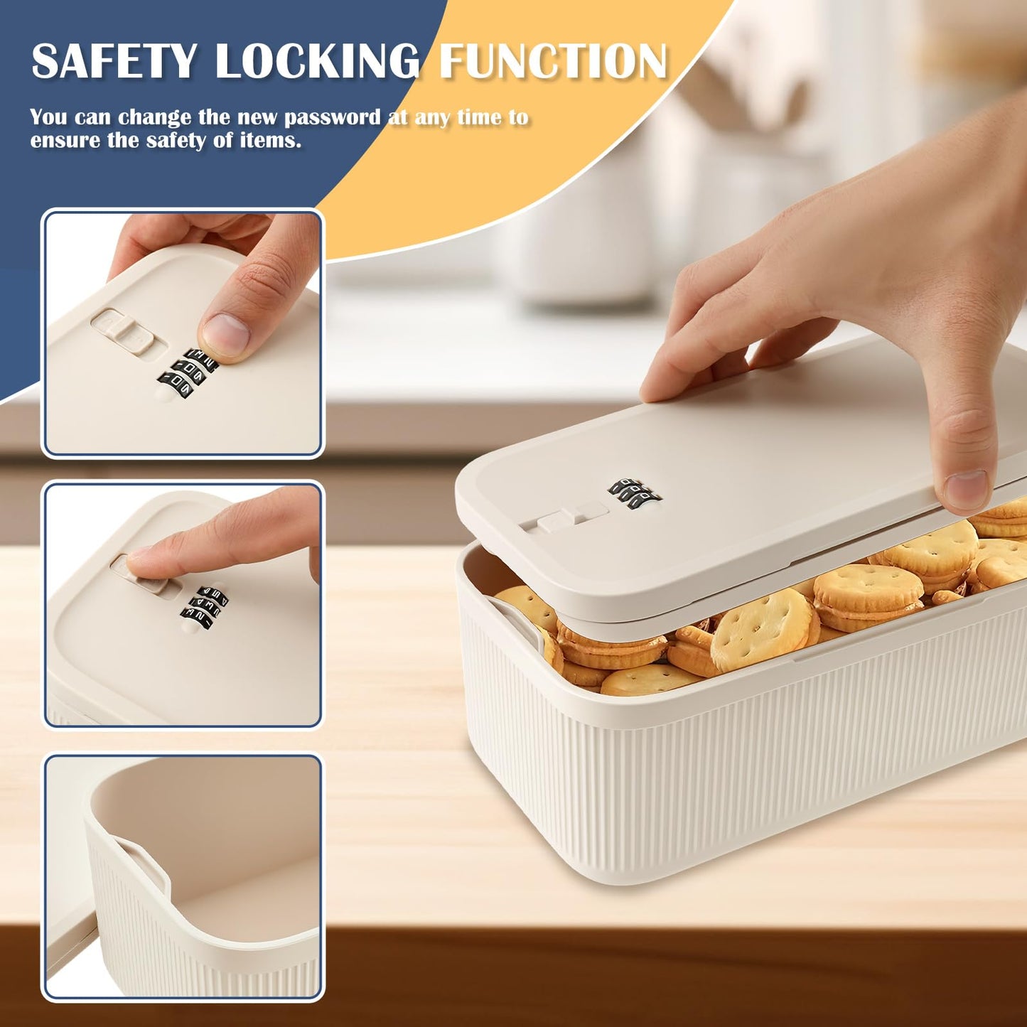 KTCINA Small Lockable Storage Box with Combination Code, Portable Medication Lockable Container for Refrigerator Locked Storage Box for Medicine