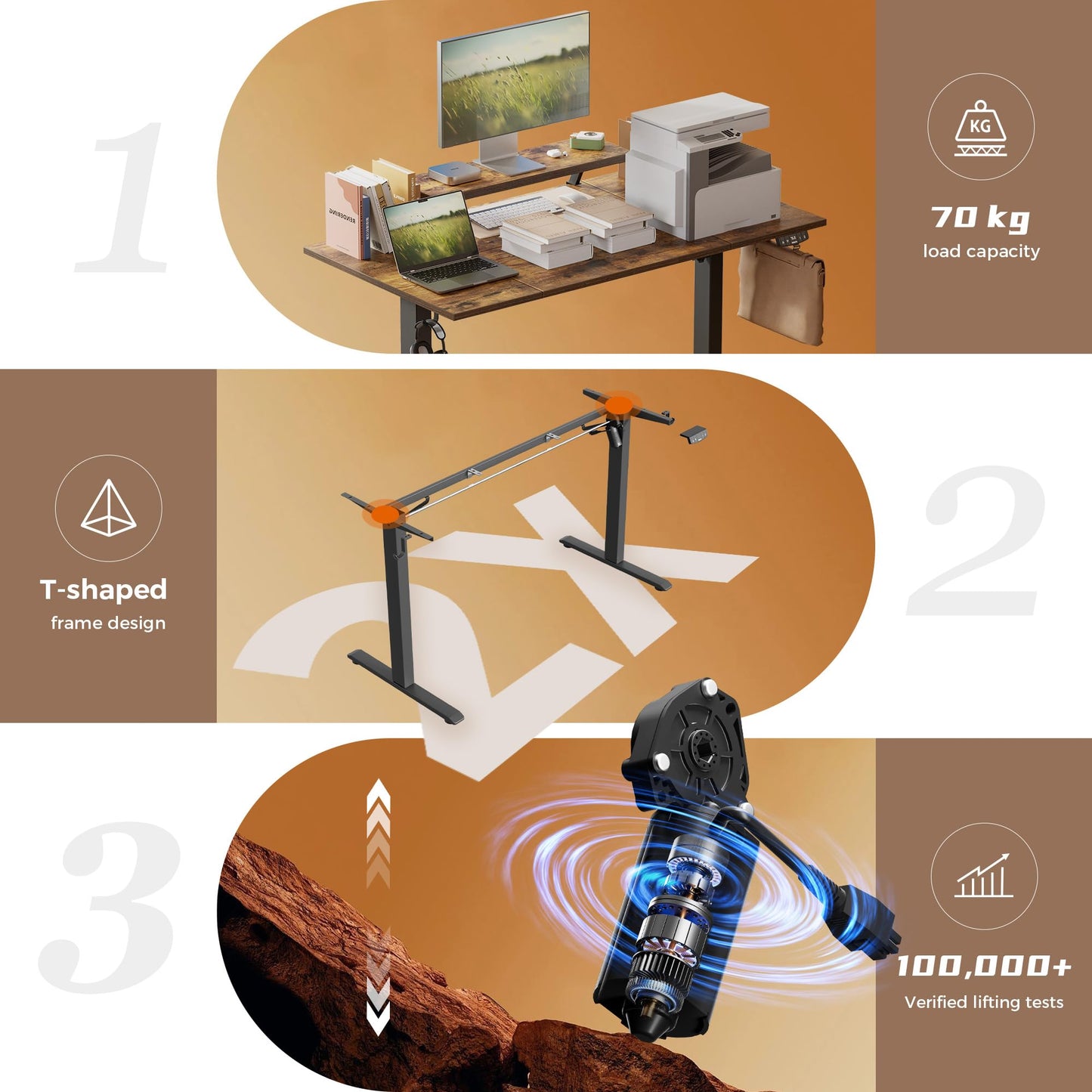 Klicelor Eletric Height Adjustable Desk, Movable Monitorstand, 160x80cm