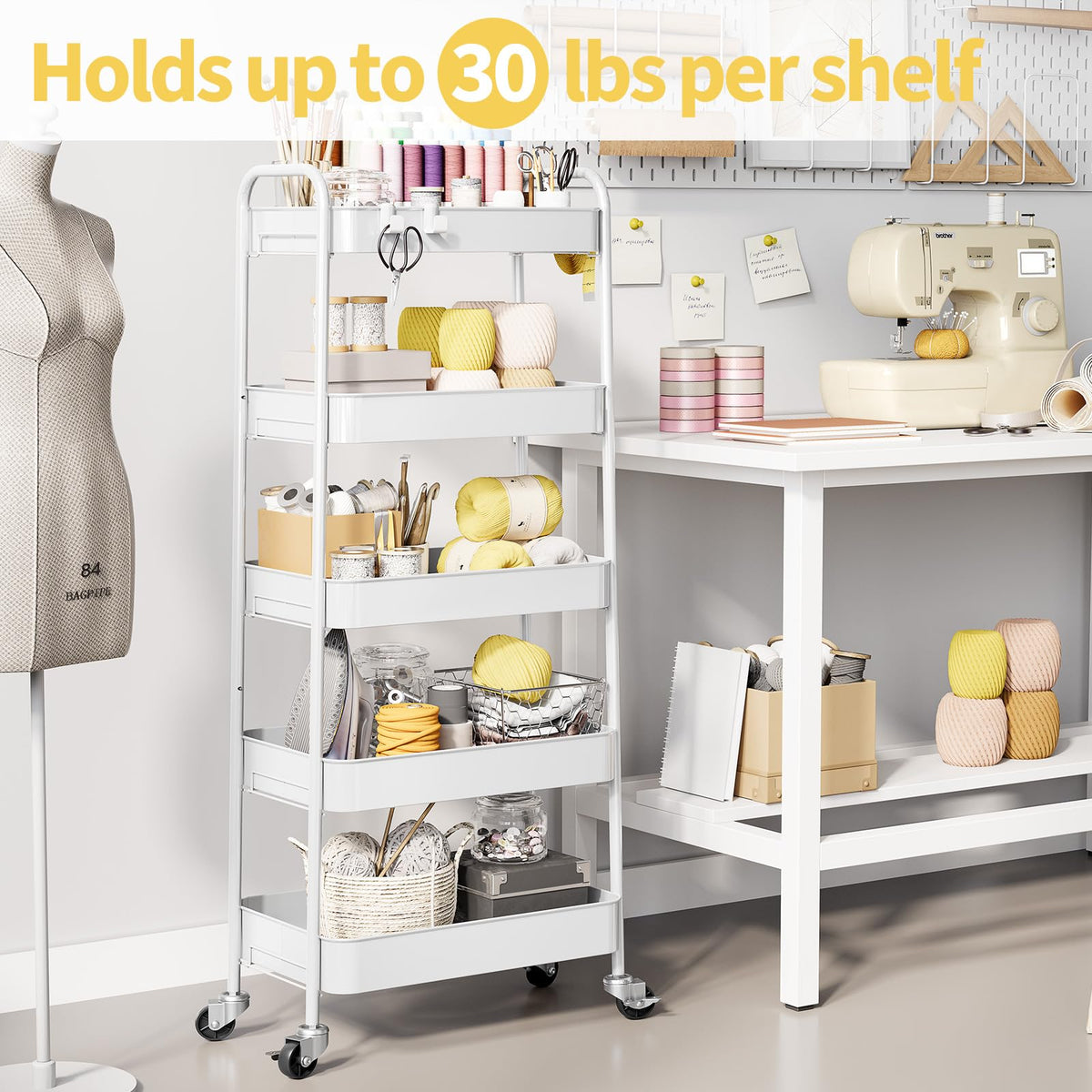 KINGRACK 5 Tier Metal Storage Trolley on Wheels