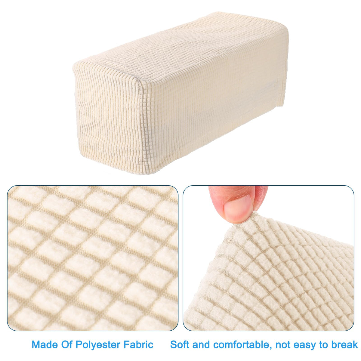 sourcing map 2pcs Stretch Armrest Covers for Chairs/Sofas, Couch Arm Covers with Twist Pin, Furniture Protector Slipcovers for Sofa Chair Cream White
