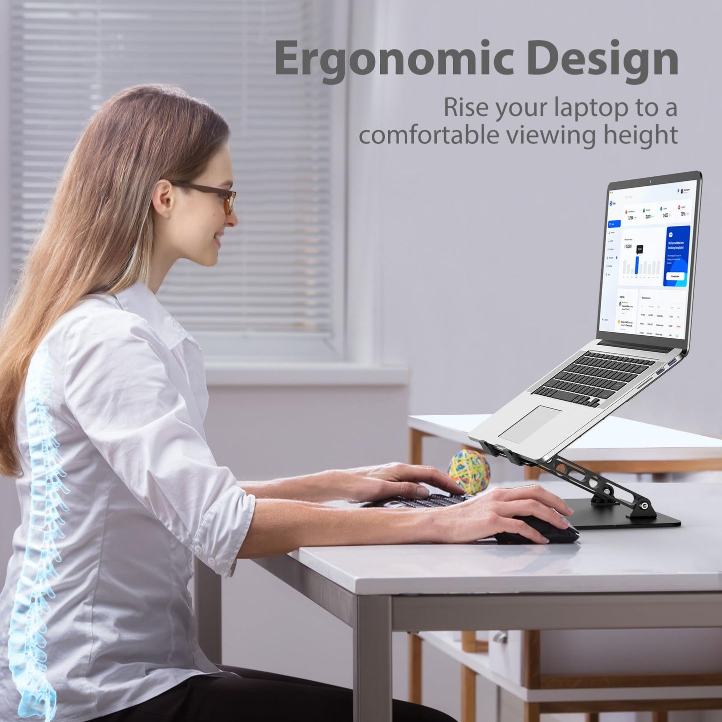 Nayka Adjustable Laptop Stand for Desk, Metal Foldable Laptop Riser