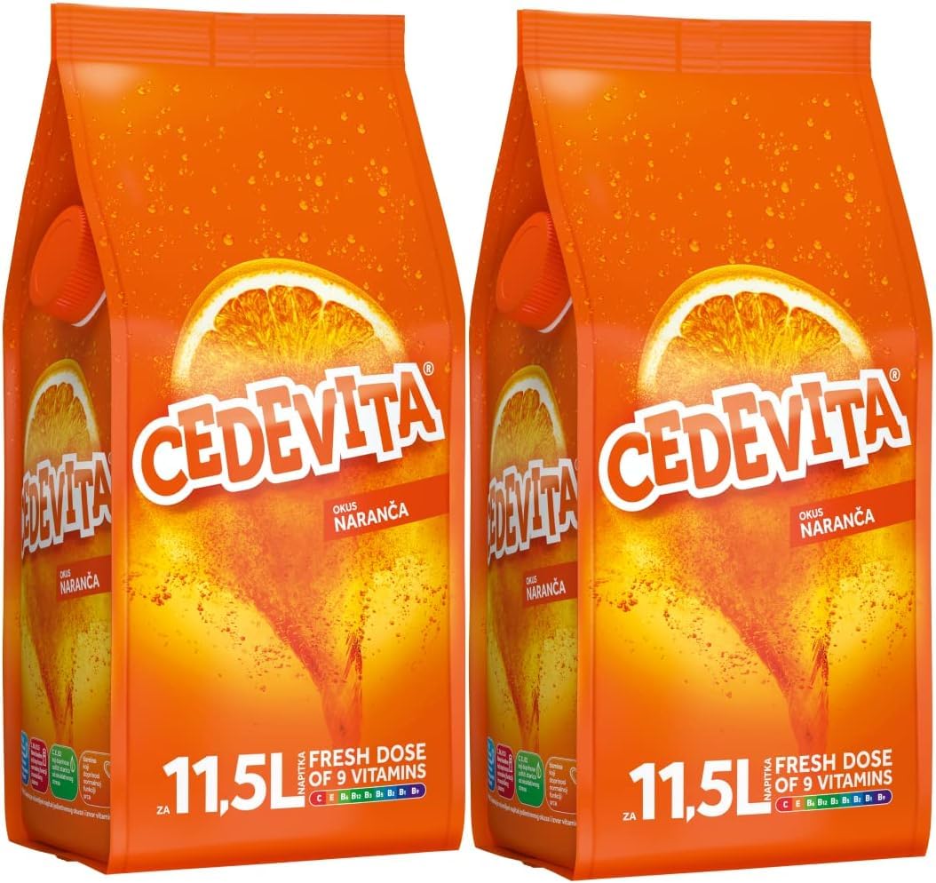 Cedevita Orange 2 x 1 kg naranca effervescent Powder with 9 Vitamins for 26L Non-Alcoholic Drinks