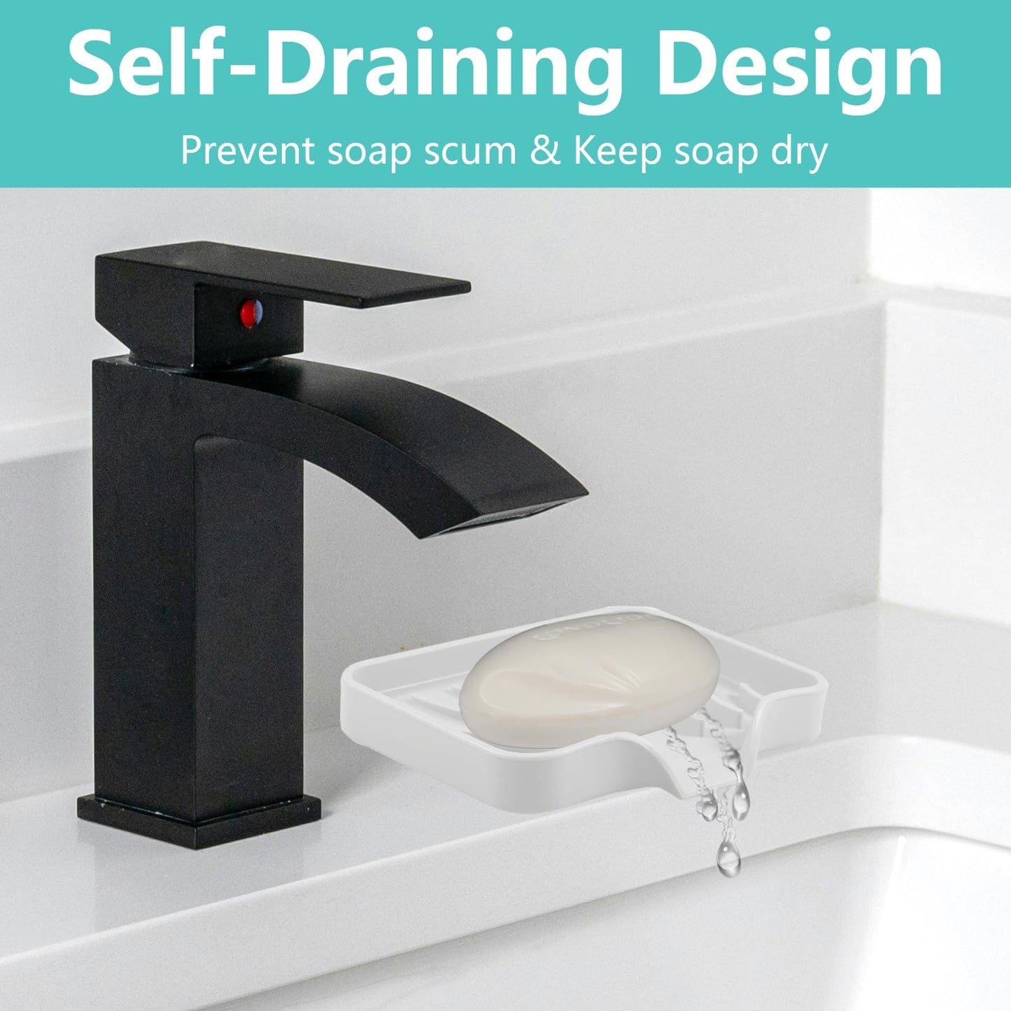 YoHyien 2 Pcs Silicone Soap Dish with Drainage, Anti-Slip Soap Holder, Self Draining Soap Tray for Shower, Bathroom & Kitchen