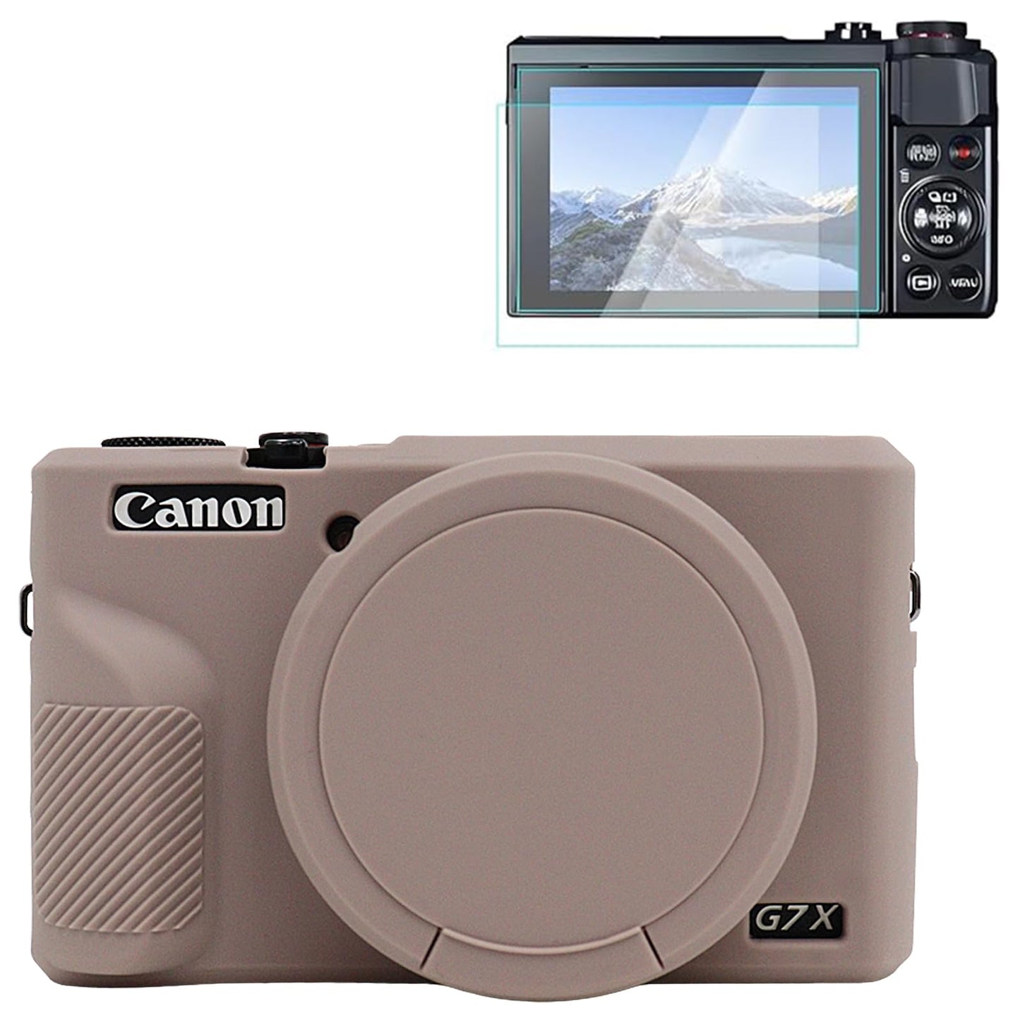 Rieibi Silicone Case for Canon G7X Mark III Case, G7X Mark III Accessories with 2pcs Screen Protectors, Removable Lens Cover for Canon G7X Mark III