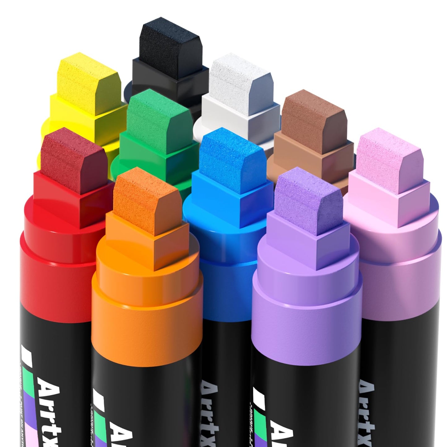 Arrtx Acrylic Jumbo Markers 15mm Jumbo Felt Tip, 10 Acrylic Paint Pens for Rock Painting, Stone, Glass, Easter Egg, Wood and Fabric Painting-Acrylic