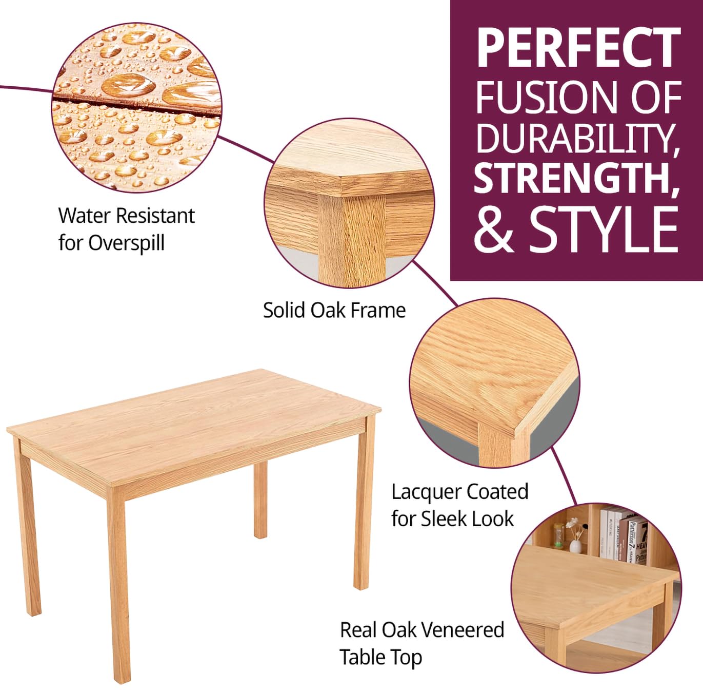 Hallowood Furniture Waverly Rectangular Small Oak Dining Table, 120x70cm