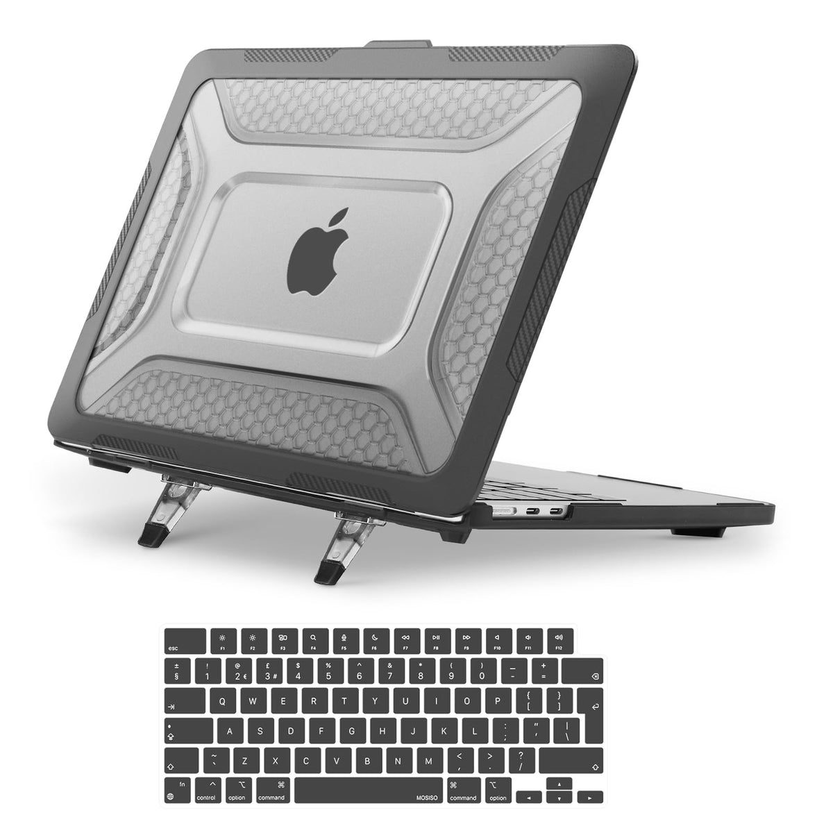 MOSISO Compatible with MacBook Air 13 inch Case M4 M3 M2 2026 2025 2024-2022 A3240 A3113 A2681, Honeycomb TPU Bumper Hard Shell Fold Kickstand for
