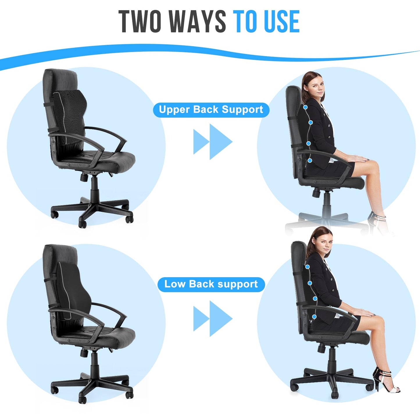 GOXIFACA Lumbar Support Cushion, Memory Foam Back Support for Office Chair