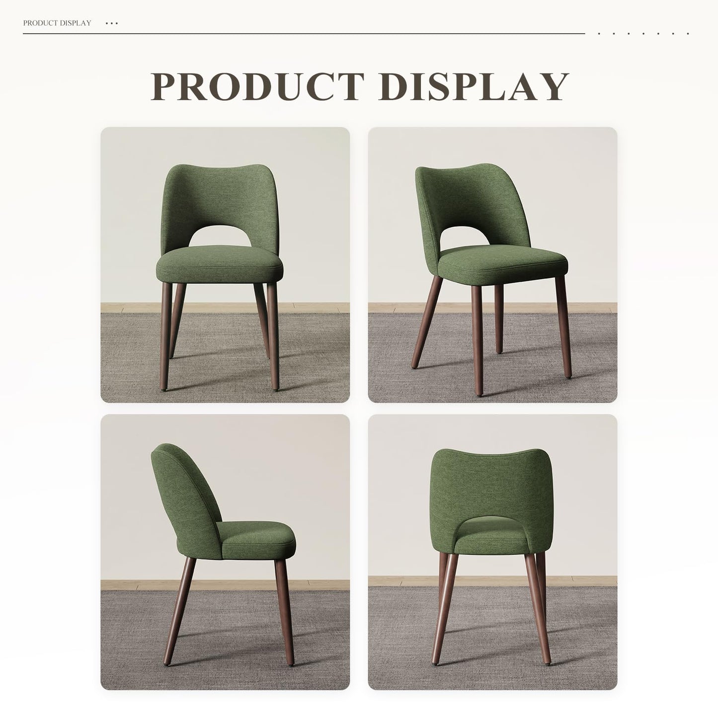 MALOL Upholstered Dining Chairs Set of 6, Fabric Chairs for Dining Room with Solid Wood Legs, Hollow Backrest and Thick Seat Cushion