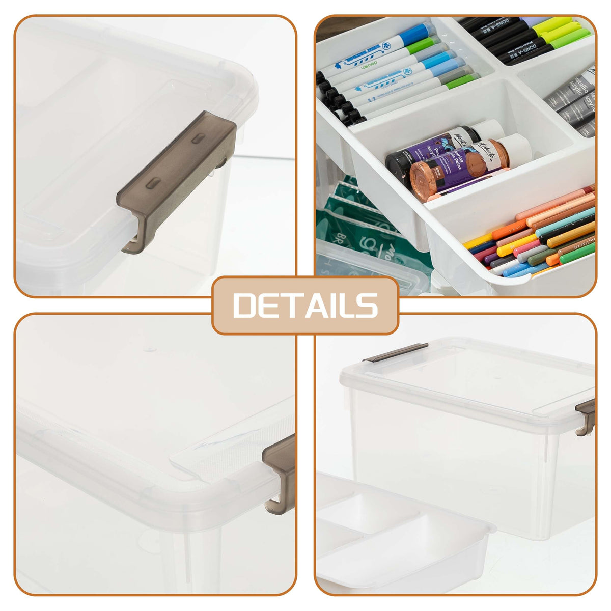 Citylife 2 Packs 16L Plastic Storage Boxes with Removable Tray Clear Plastic Box large Storage Box with Lid Stackable Storage Boxes for Organizing