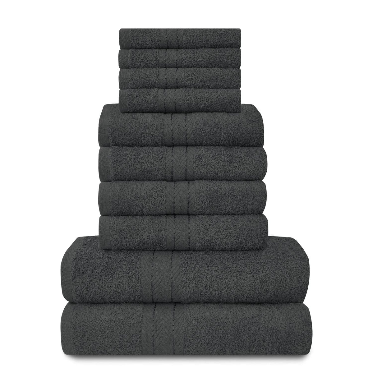 GC GAVENO CAVAILIA Towels Family Bale Set - 10 Piece 100% Egyptian Cotton, 4x Face 4x Hand 2x Bath Towel, Premium Quality Highly Water Absorbent