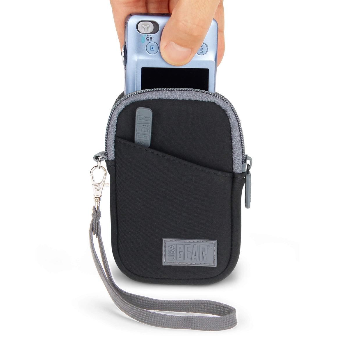 USA Gear Compact Digital Camera Protective Case Sleeve Pouch with Wrist Strap and Accessory Pocket, Scratch and Weather Resistant - Compatible with