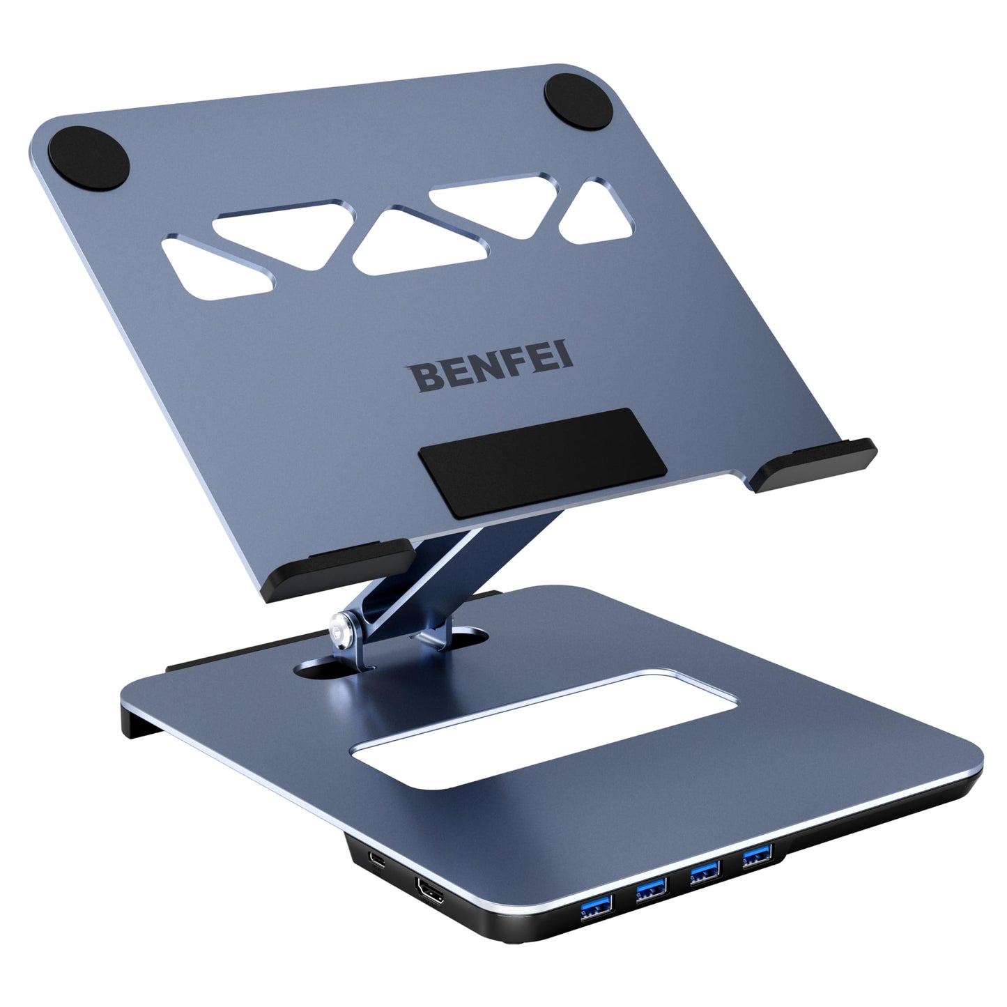 BENFEI Laptop Stand with USB C 6in1 Hub, HDMI 4K@60Hz, 4*USB3.0, 100W PD Compatible with MacBook Pro/Air, iPad Pro, XPS, Thinkpad