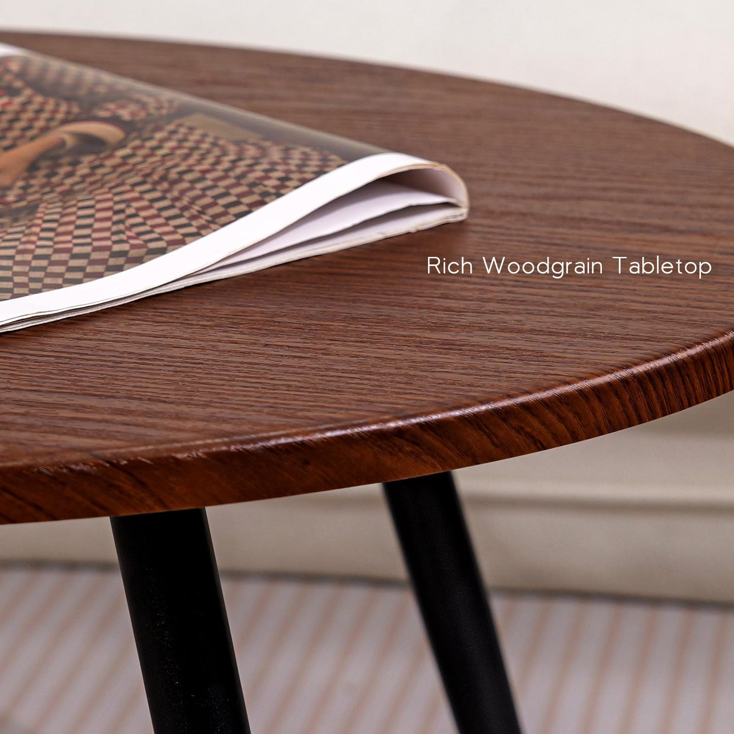 Vanpoo 2 Pcs Oval Coffee Table,Retro Walnut Coffee Tables Nesting Tables Set,Easy Assembly Mid Century Modern Coffee Tables for Living Room
