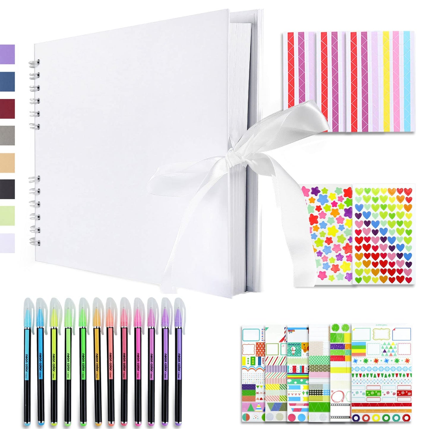 Vienrose Scrapbook Kit 80 Page DIY Photo Album Memory Book 28.5x21 cm with Silk Ribbon, Craft Paper Album Holds 240 4x6 Photos for Wedding Guest Book,