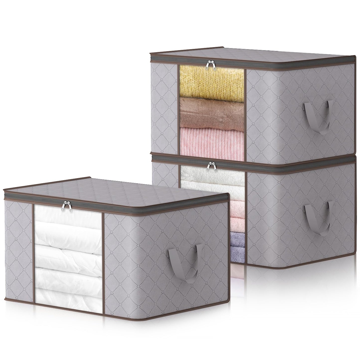 Lifewit 120L Clothes Storage Bags Large Storage Box With Lid Packing Boxes for Moving House With Reinforced Handle Thick Fabric Clear Window for