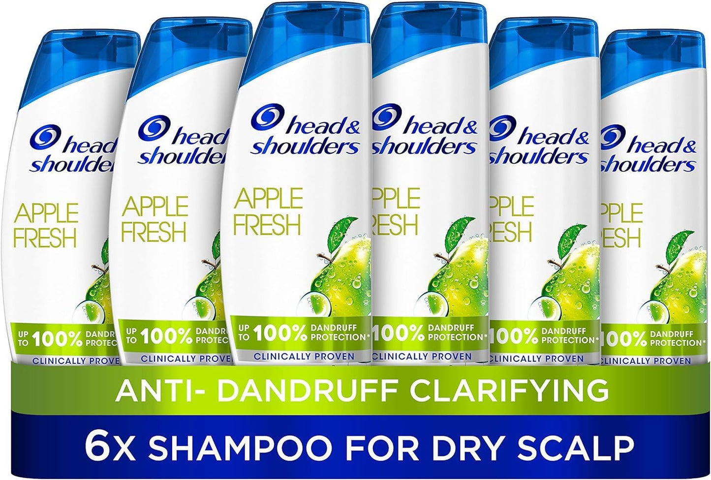 Head & Shoulders Apple Fresh Anti Dandruff Shampoo for Daily Use. Pack of 6x 250ml. Up to 100% Dandruff Protection, Clinically Proven. For Any Hair