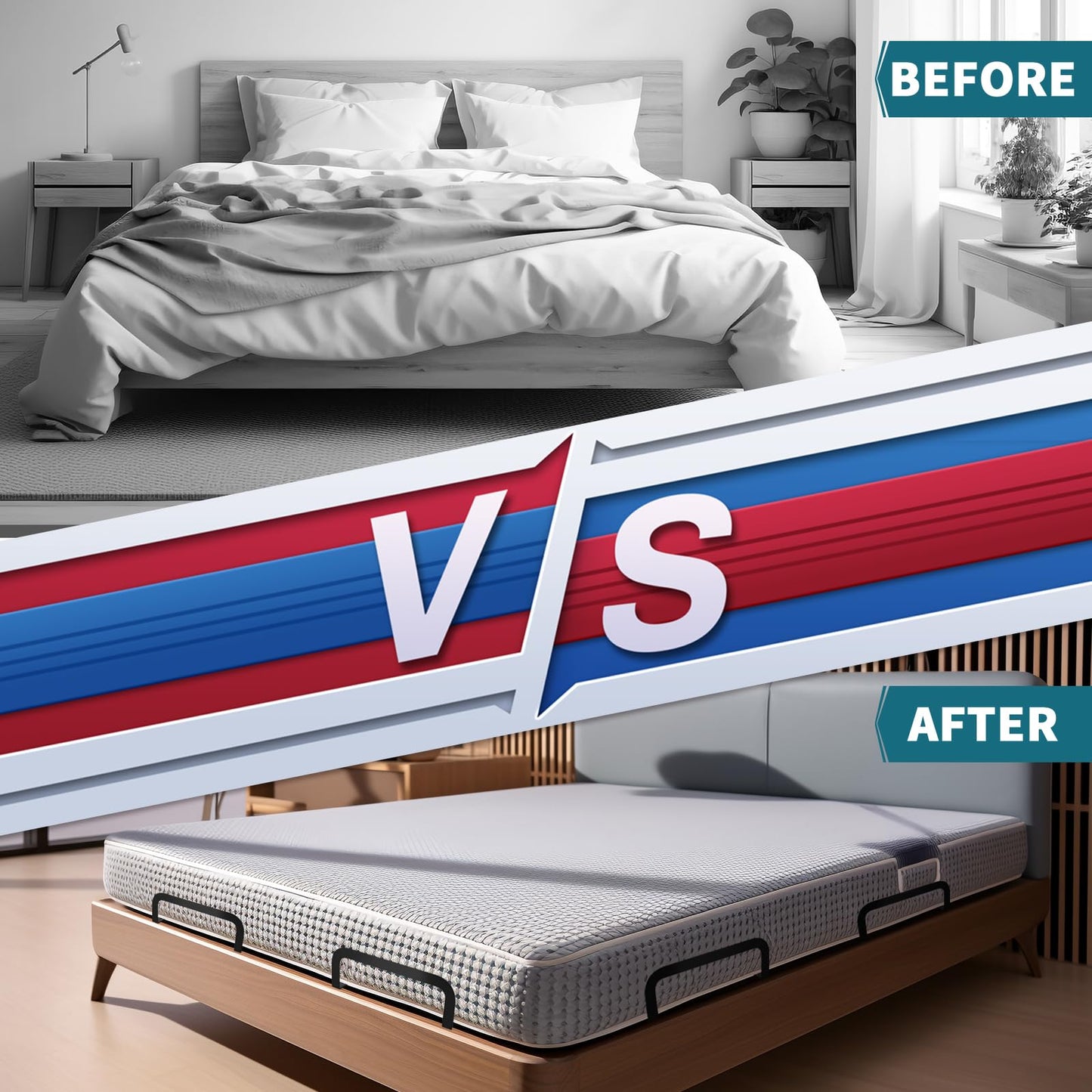 Zhuatek 3 Pcs Mattress Retainer Bar, Metal Mattress Slide Stopper for Adjustable Beds, Mattress Holder in Place to Keep Mattress from Sliding