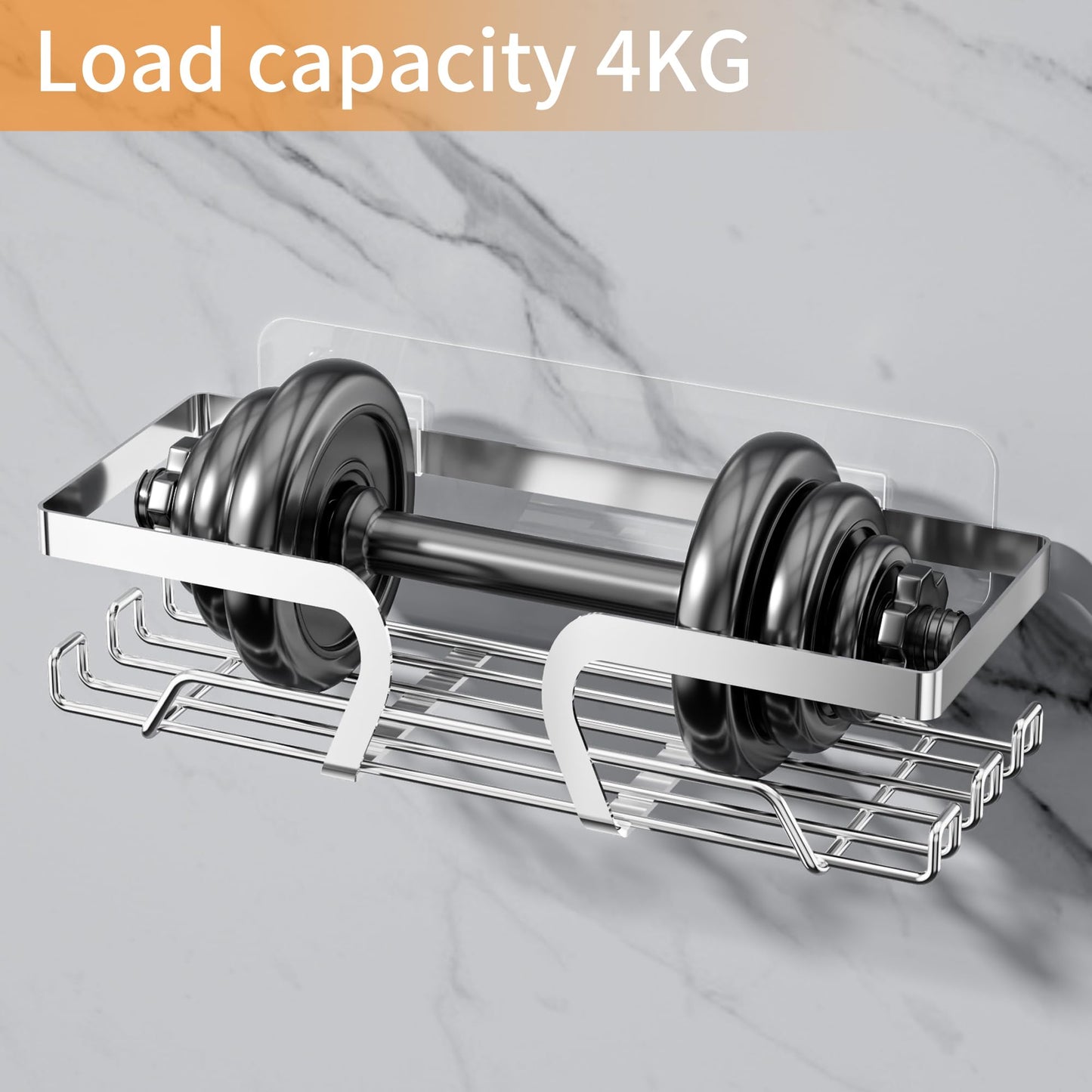 KEGII 2 Pack Adhesive Shower Caddy Stainless Steel Shower Shelf, Silver