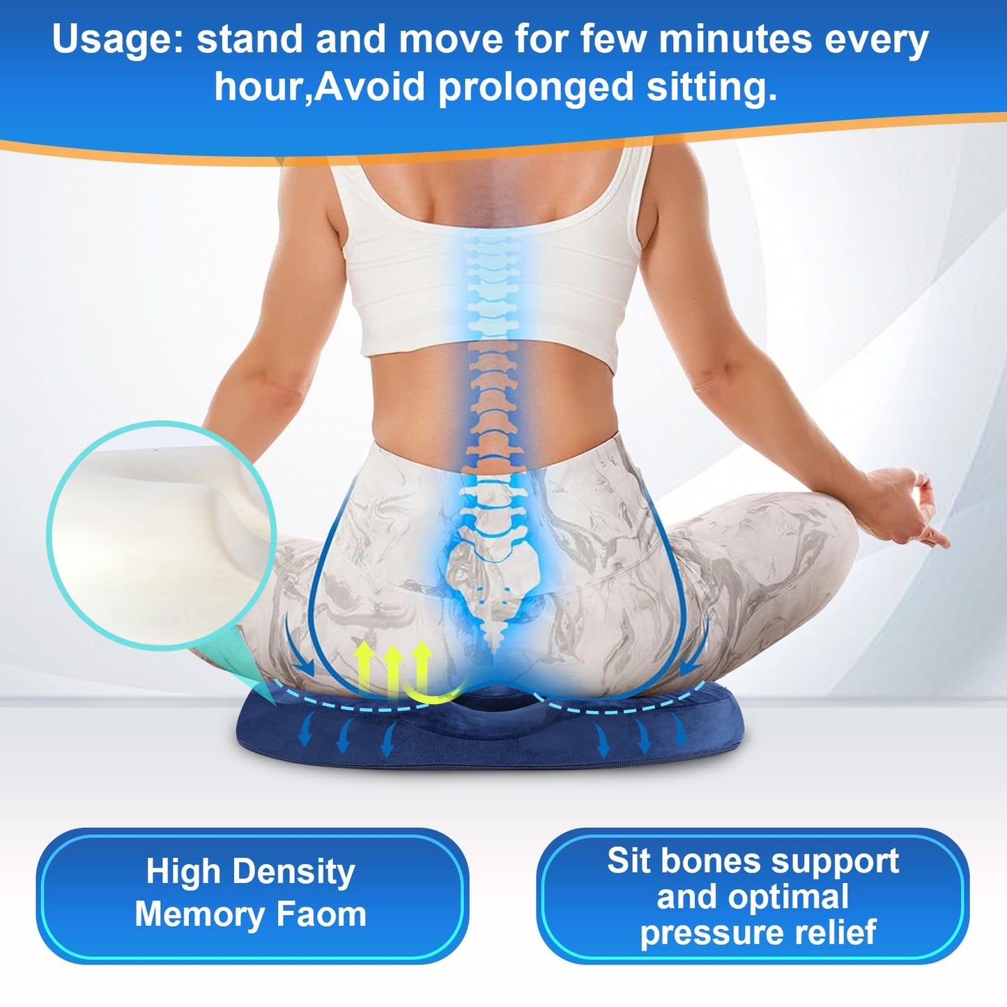 Ecosafeter Donut Cushion Ergonomic Coccyx Support Hemorrhoid Cushion