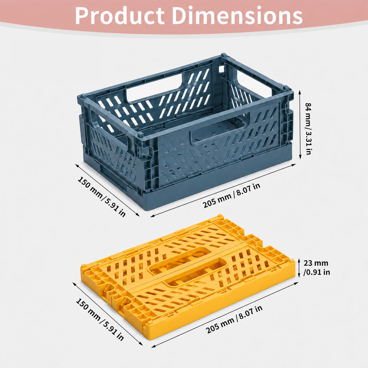 PIANKEKE 4 Pcs Collapsible Storage Boxes, Stackable Storage Baskets, Folding Crates