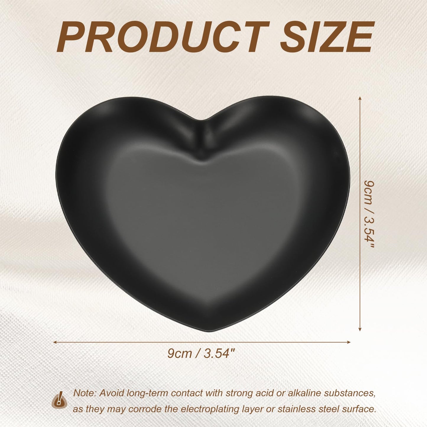 sourcing map Heart Shape Serving Trays, 3.54" Stainless Steel Decorative Jewelry Dish