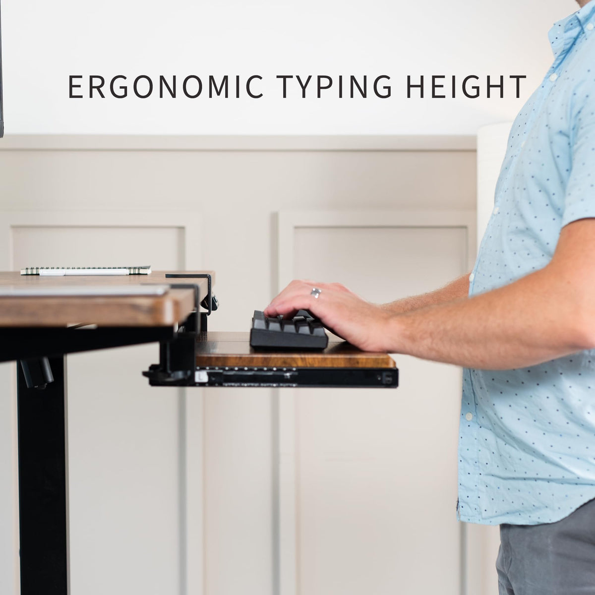 VIVO Small Keyboard Tray, Under Desk Pull Out with Extra Sturdy C Clamp Mount System, 20 (26 with Clamps) x 11 inch Slide-Out Platform Drawer, Rustic