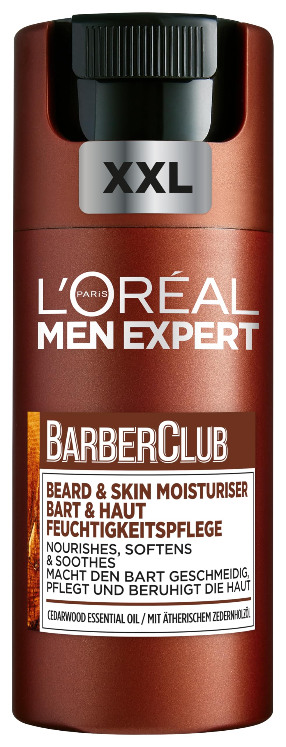 L'Or?al Paris Men Expert Barber Club Beard and Face Moisturiser XL, Softening, Soothing, Face Hydration, Enriched with Natural Cedarwood Essential