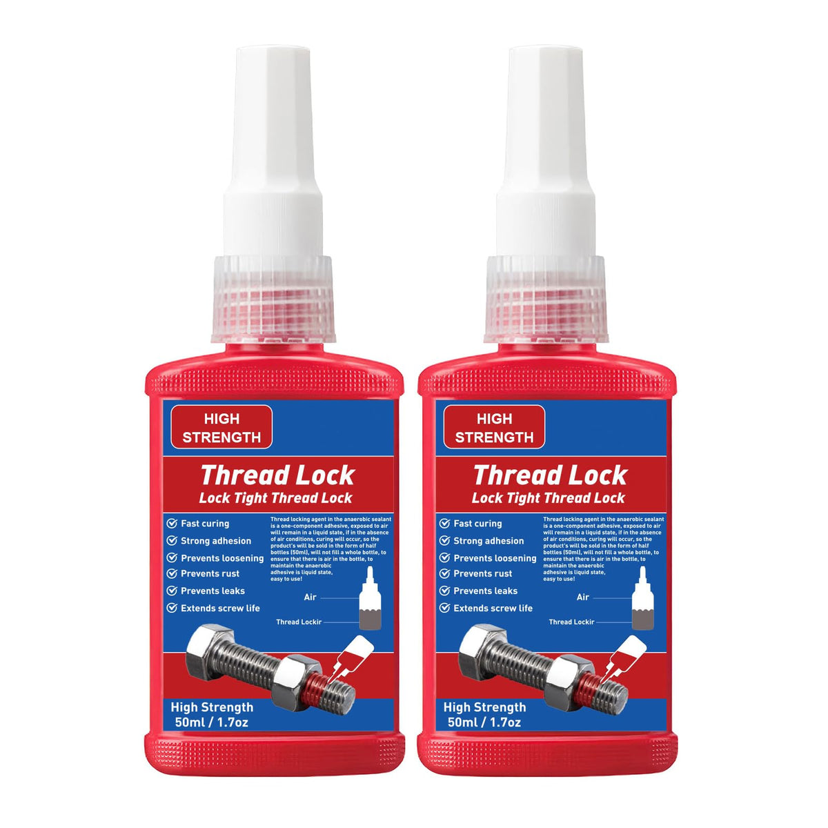 INNOVAYOU 100ml Thread Lock Red, High Strength Lock Tight Thread Lock Anti-Rust&Loosening, Locktight Threadlock for Gap Filling and Tighten Bolts Nuts