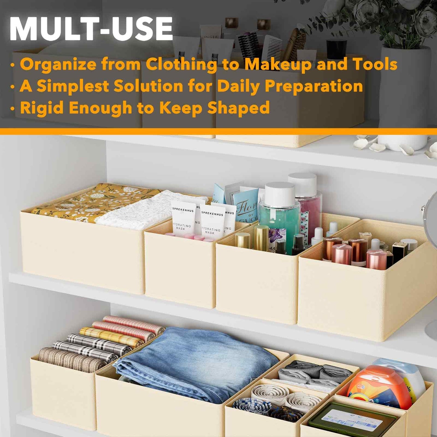 SpaceAid Drawer Organizer for Clothes, 18 Pack Dresser Drawer Organizer Bins, Closet Organizers and Storage Dividers for Clothing, Underwears, Socks