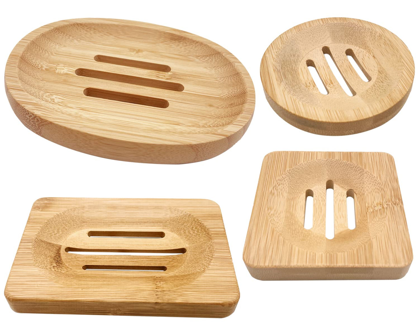 AYWFEY 4 Pcs Natural Wooden Soap Holders, Bamboo Soap Holders, Storage Holders, Soap Dishes for Home Bathroom Kitchen Sponges
