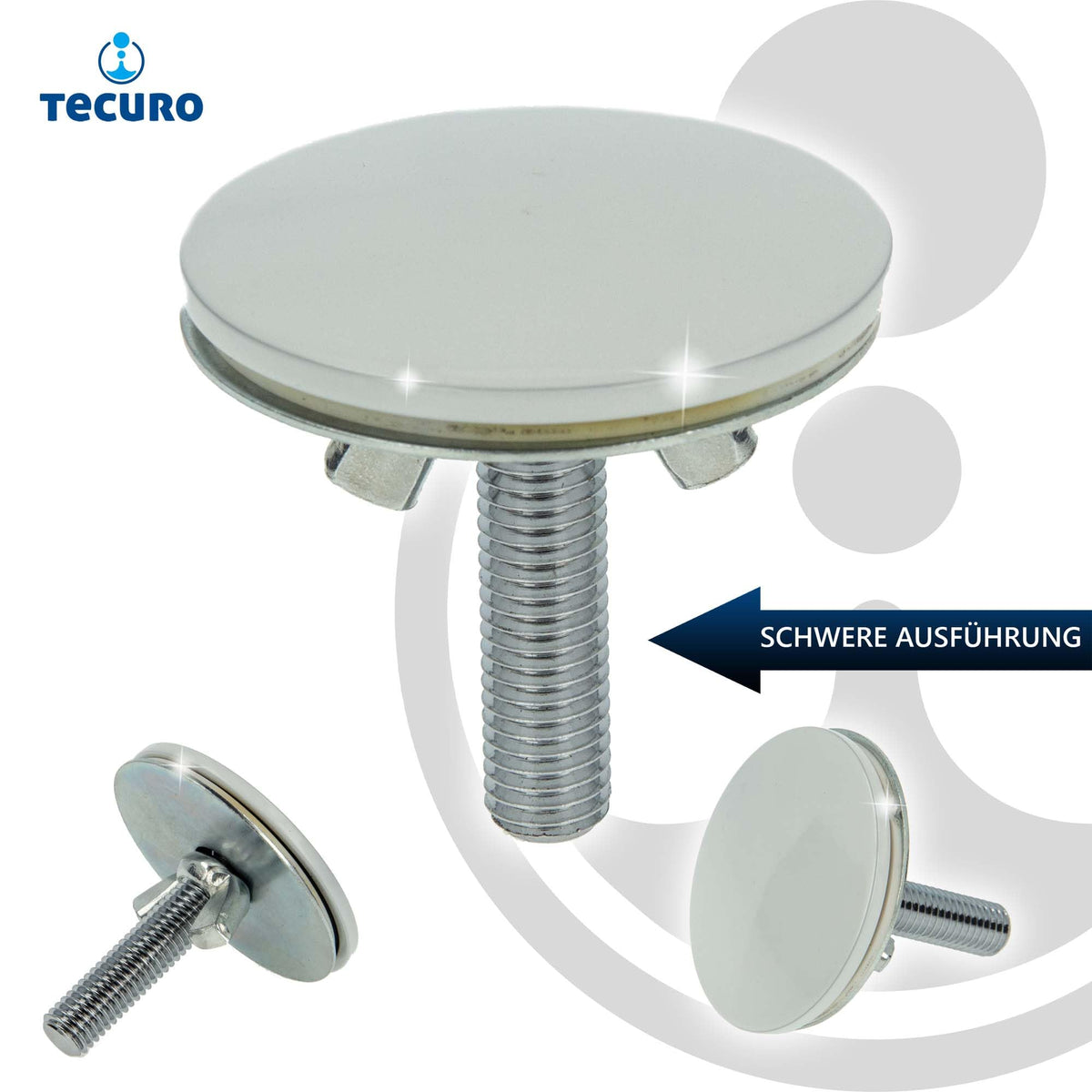 tecuro - Tap hole plug cover rosette (market model), diameter 53 mm, for covering existing tap holes in sinks, brass white RAL 9010