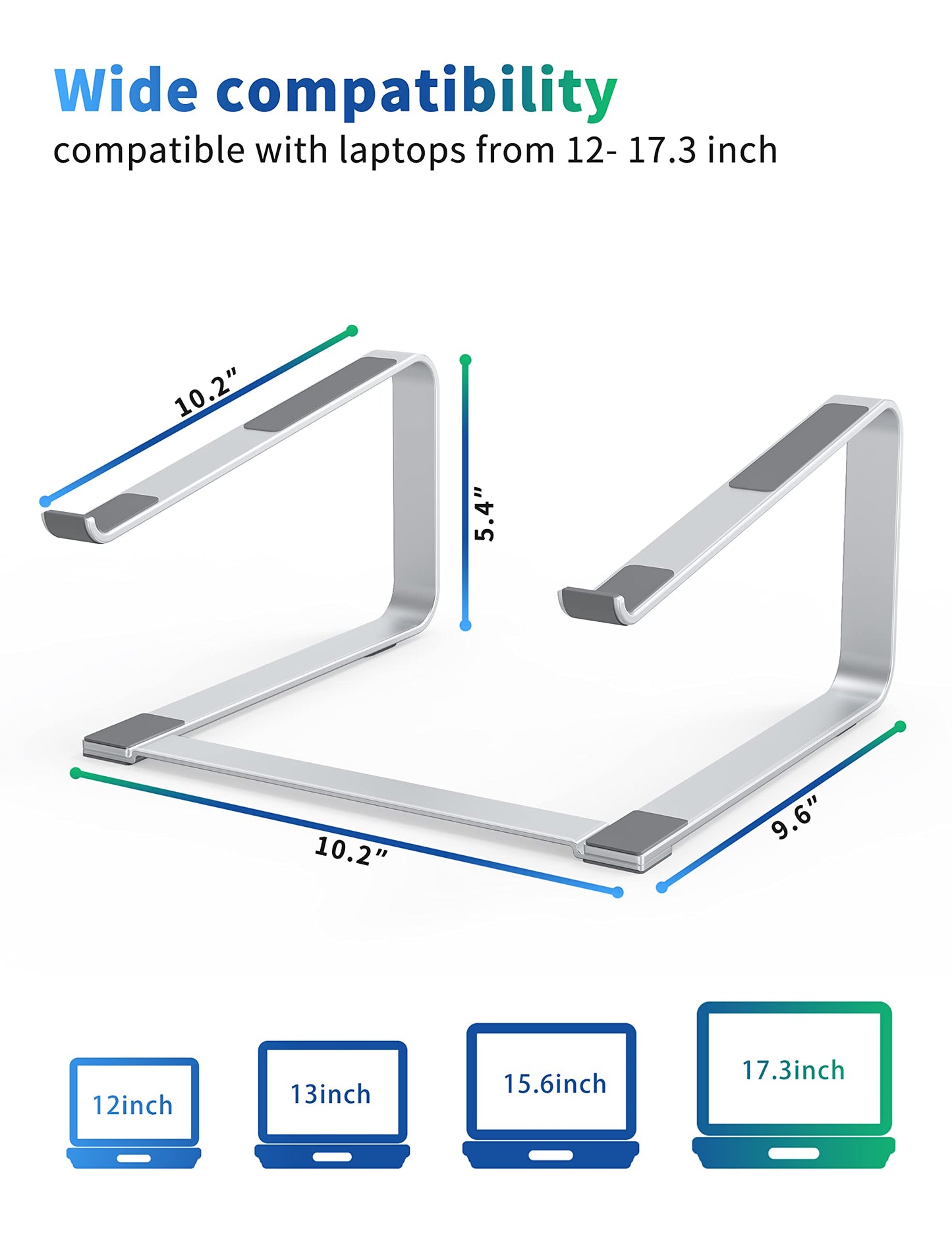 SOUNDANCE Laptop Stand for Desk, Metal Computer Riser, Heavy Stable PC Holder, Ergonomic Laptops Elevator for 12 to 17.3 Inches Notebook Computer