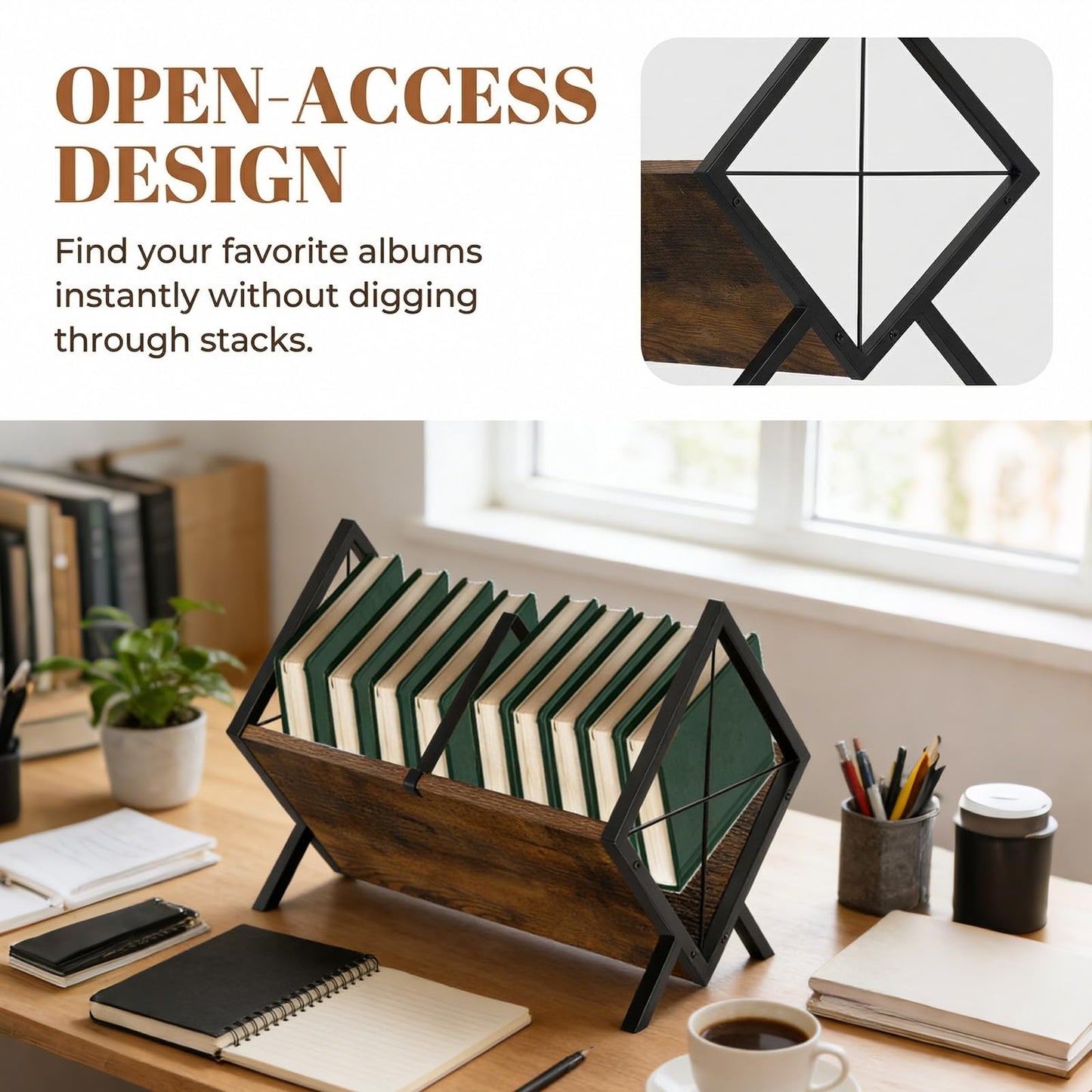 Spalivivre Vinyl Record Storage Rack, Record Player Stand for 80-100 LPs