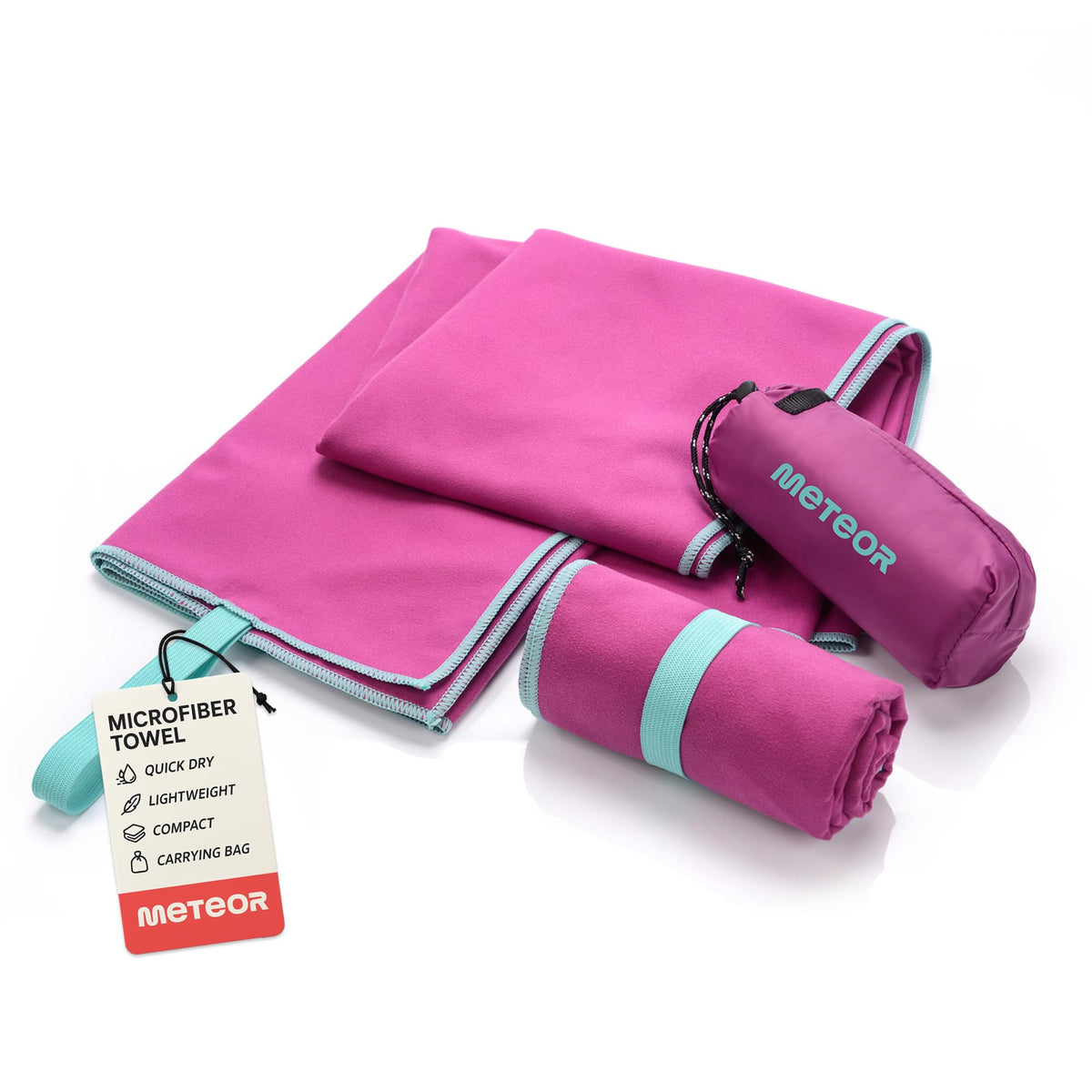 meteor microfibre towel ? Lightweight travel towel for gym, swimming, backpacking ? Compact & quick-dry gym towels with carry pouch ? Travels Ideal