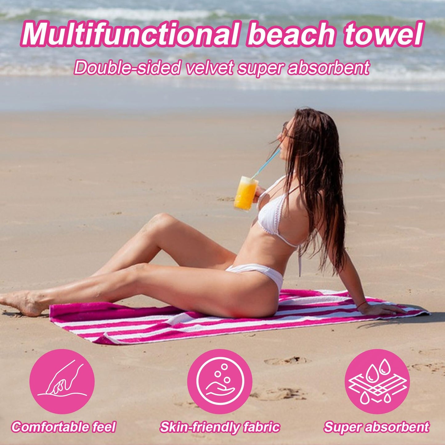 MUZHUPGUZ 1 PCS 75 x 150cm Large Microfibre Beach Towels for Adults