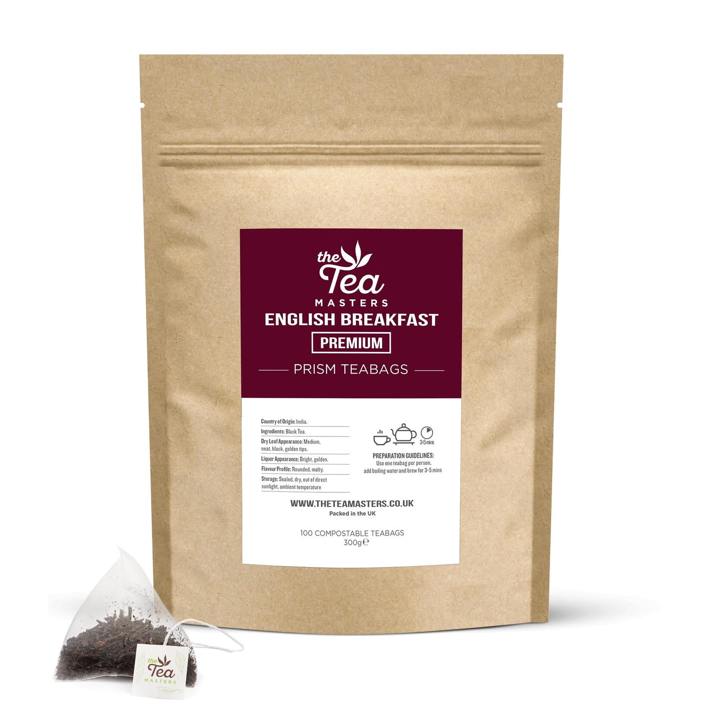 The Tea Masters Prism Tea Bags - English Breakfast Premium (1x100)