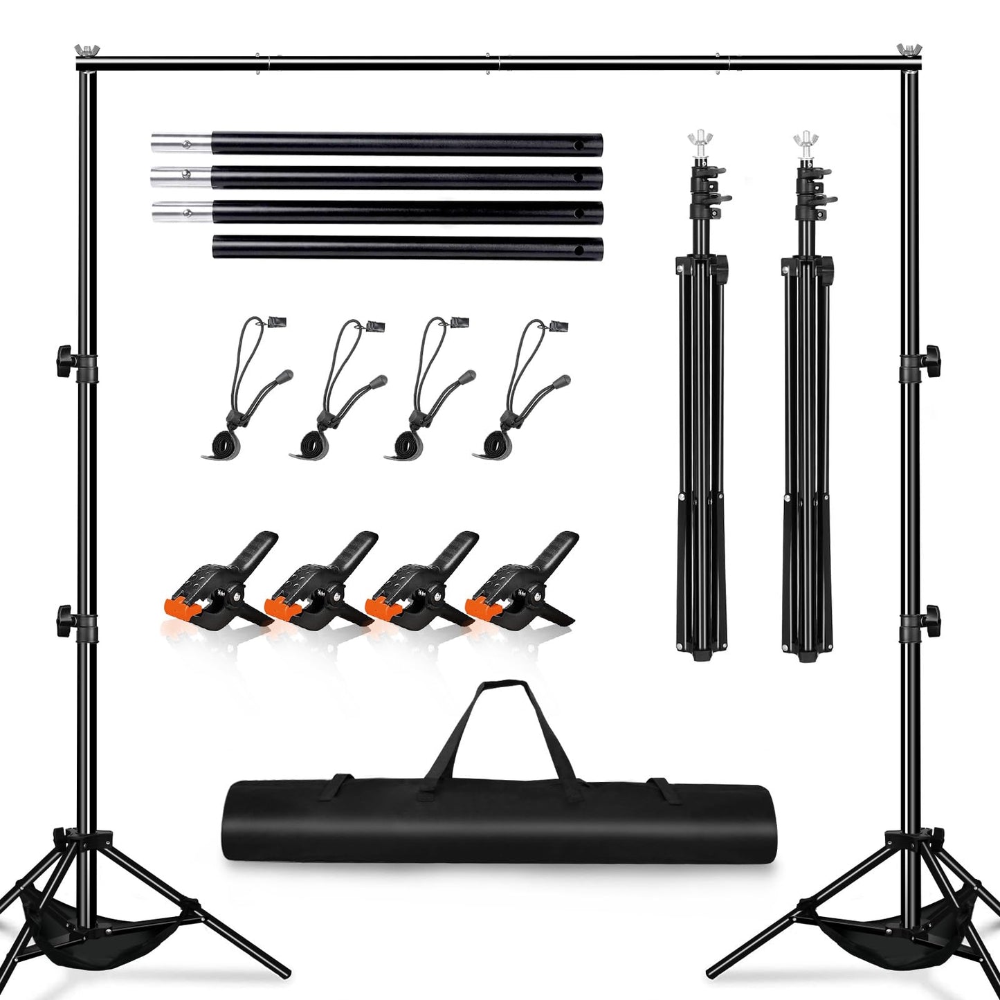 Heysliy Backdrop Stand Kit, 3m x 2m(9.8ft by 6.5ft) Photography Background Stand,Adjustable Height and Width Backdrop Stand Frame for