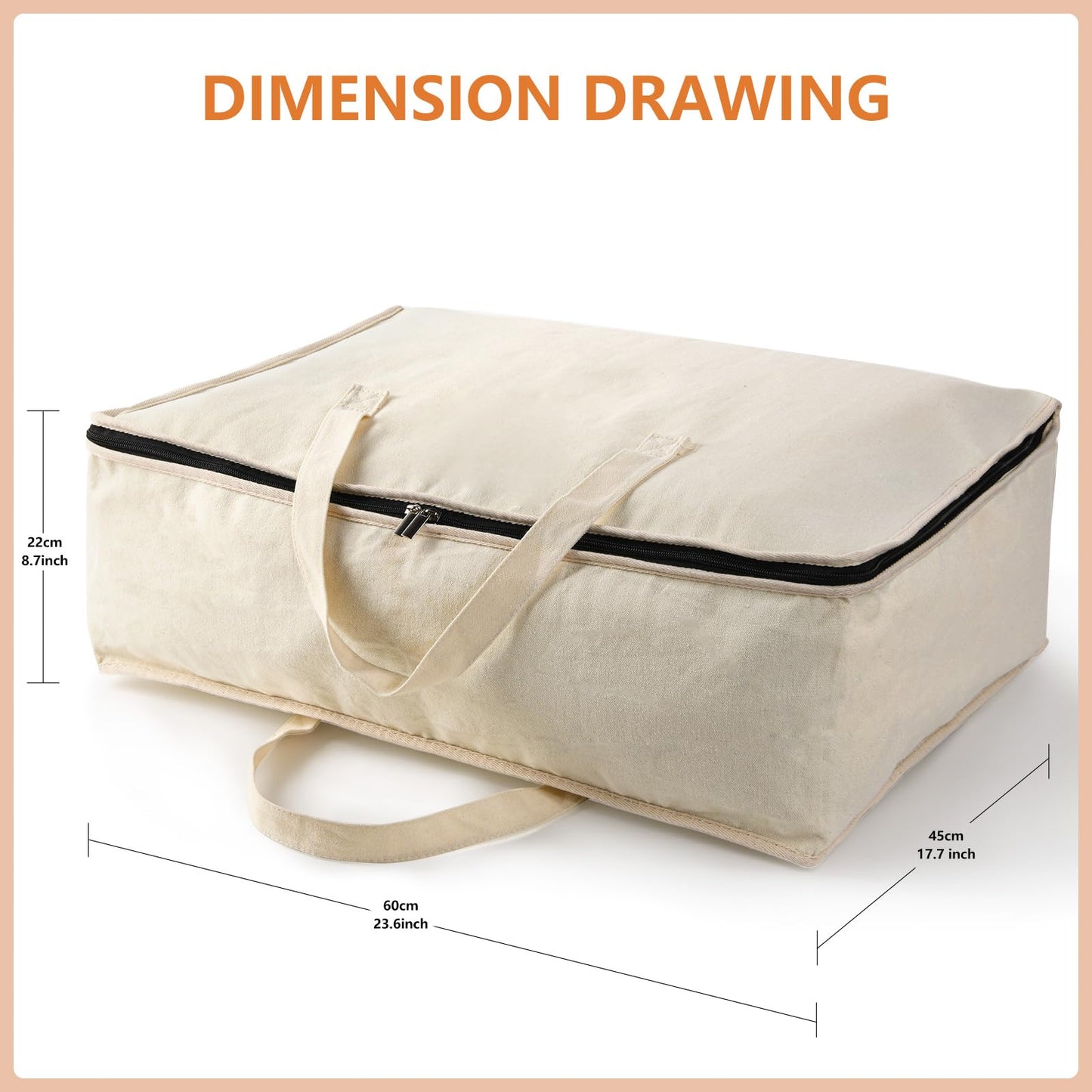 Belinlen 2 Pack Canvas Storage Bags Cotton Natural Closet Soft Storage Bags