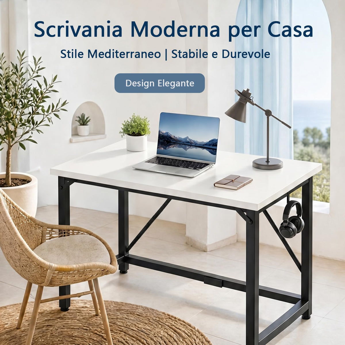 JUMMICO 80×50cm Computer Desk, Compact Home Office Writing Desk, Small Study Laptop Workstation for Limited Space, Quick Assembly, Metal Frame, White