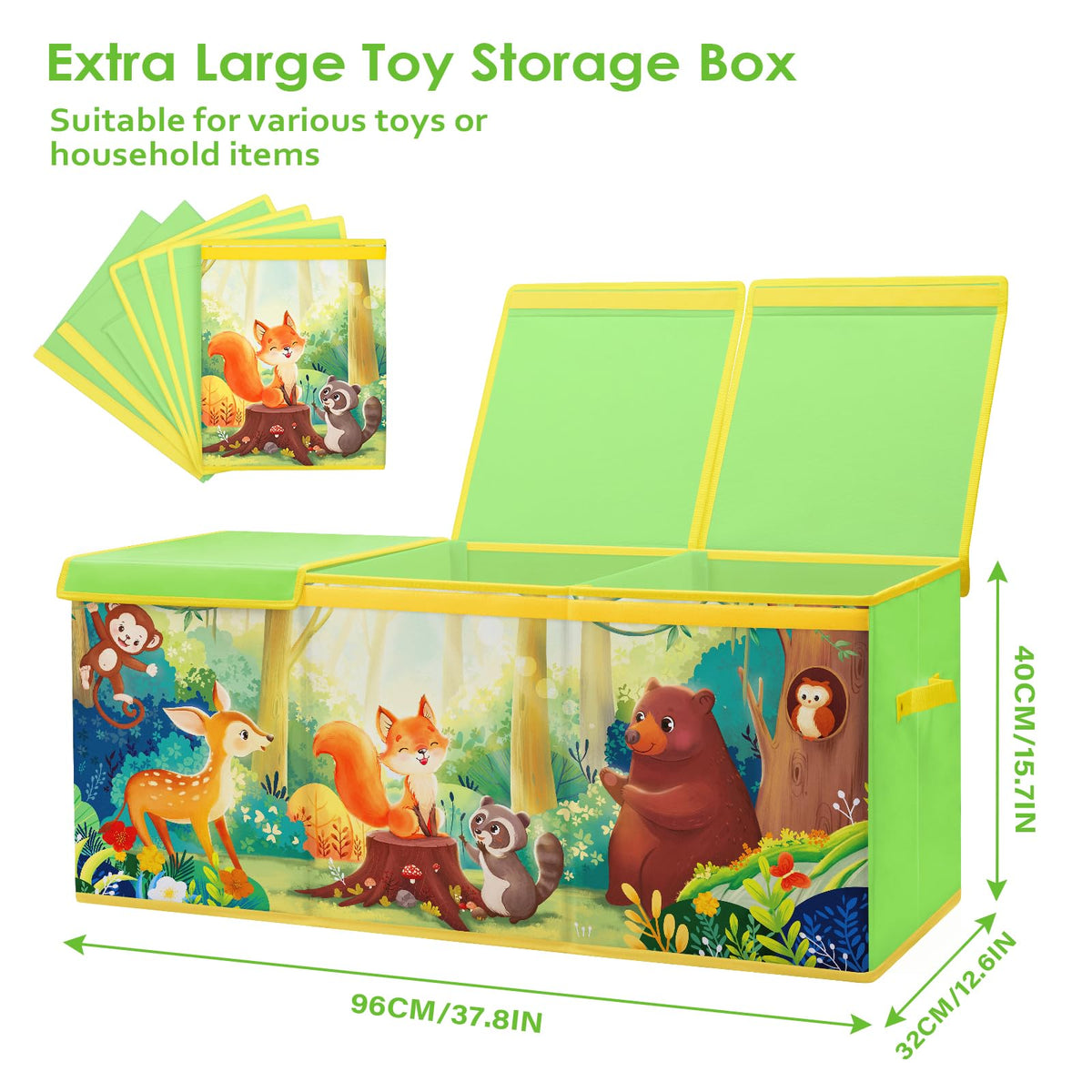 Decalsweet Extra Large Kids Toy Storage Box with Lid,Foldable Oxford Toy Storage Organizer Box for Boys Girls-963240cm-Lightweight Toy Chest with