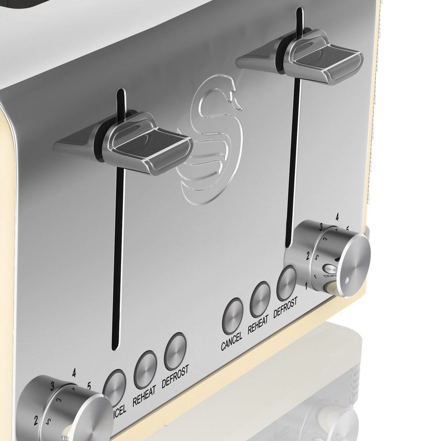 Swan ST19020CN Retro 4-Slice Toaster with Defost/Reheat/Cancle Functions, Cord Storage, 1600W, Retro Cream