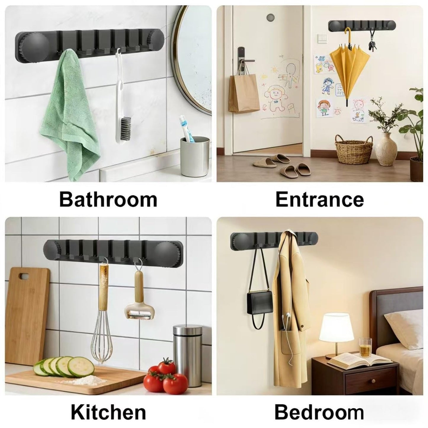 Plliocse Wall Coat Hook Racks Folding Invisible Coat Hooks Easy Install Clothes Rack for Space Saving (Grey)