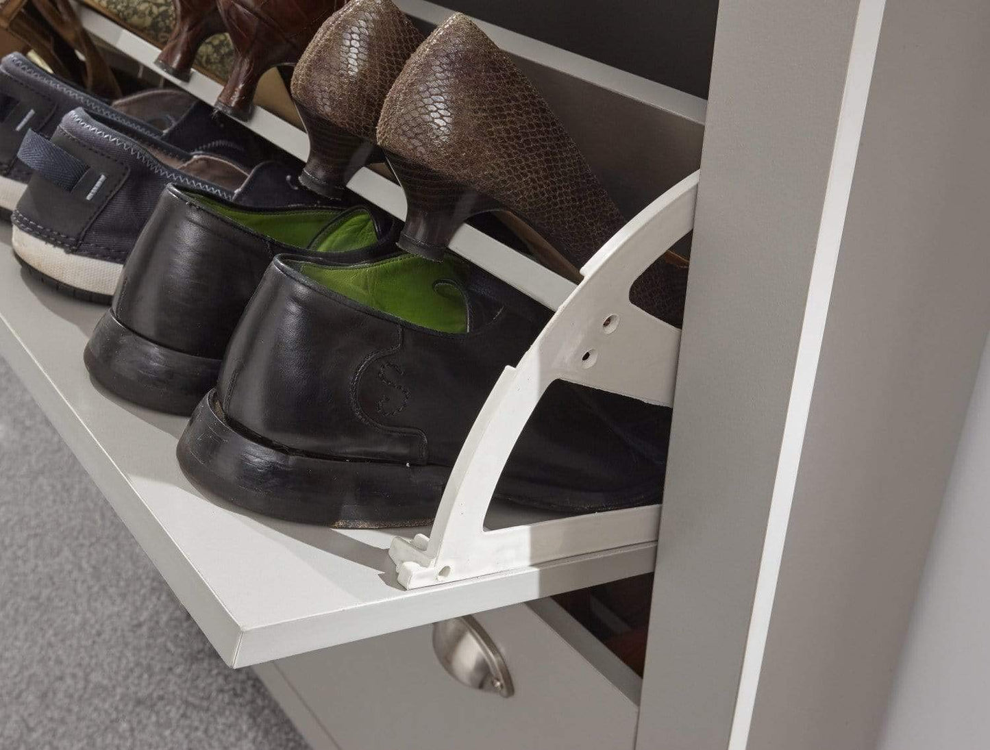 GFW Lancaster 2 Door 1 Drawer Foldable Shoe Cabinet Hallway & Bedroom Living Grey